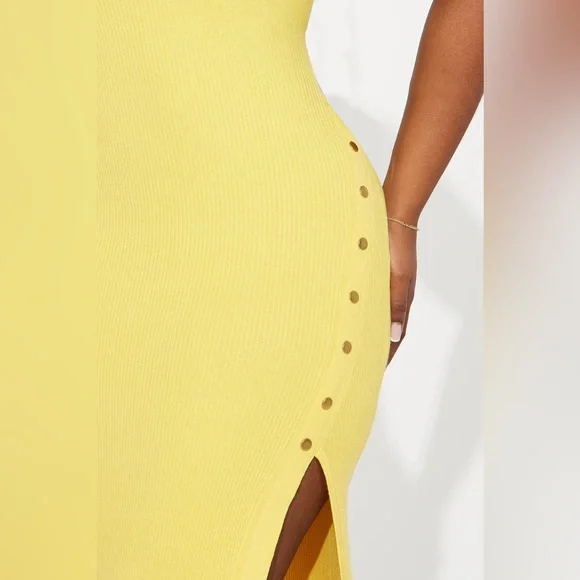Fashion nova - Miranda Sweater Midi Dress - Yellow - Picture 7 of 8